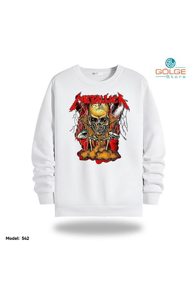 Gölge Store Φούτερ Unisex με στάμπα στήθους MeTalliCa Slimfit Crew Neck 2 κλωστών