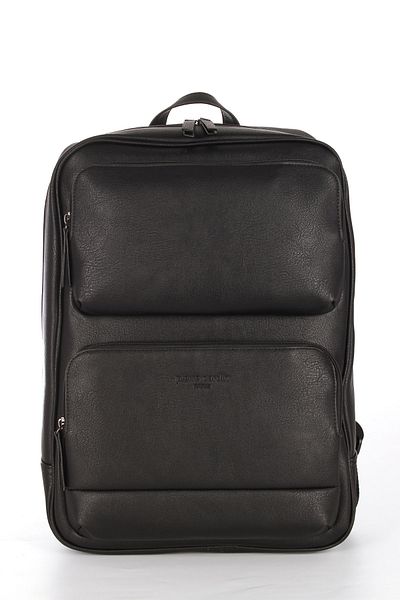Pierre Cardin Pirre Cardin 01Pc00106 - Vegan Black Backpack, Water Resistant Notebook Bag
