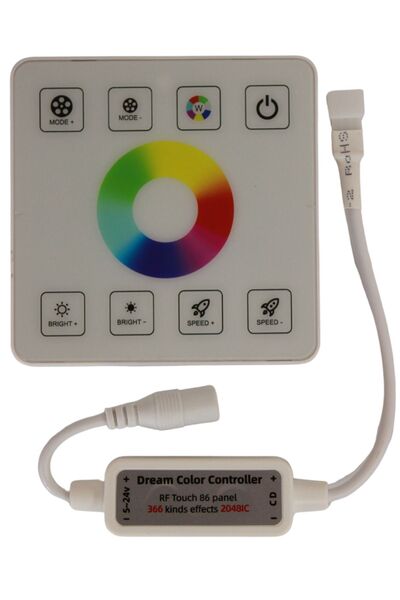 Hazar Led 12-24V Duvar Tipi RGB Kablosuz Dokunmatik 86 Panel Pixel Şerit Led Kontrol Cihazı WS2811-WS2812B