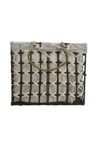 T.Concept Elegant Wire Decorative Rectangular Basket - Roped, Multi-Purpose, Brown-White (S)