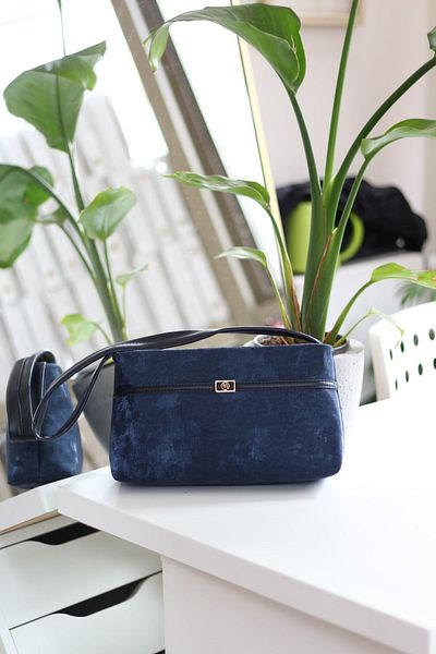 Moom Bag Geantă de umăr cu model antic albastru închis pentru femei
