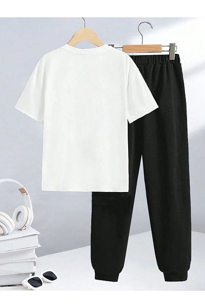 GLOWES Set de tricou și pantaloni de trening unisex cu imprimeu Passion pentru copii