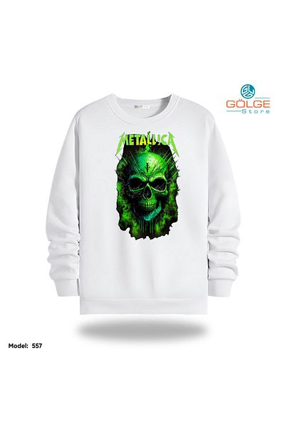Gölge Store Φούτερ Unisex με στάμπα στήθους MeTalliCa Slimfit Crew Neck 2 κλωστών