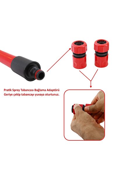 Badem10 Hortum Sprey Sulama Tabancası Başlığı Seti 4 Parça Bahçe Çeşme Musluk Bağlantı Adaptörü Aparatı