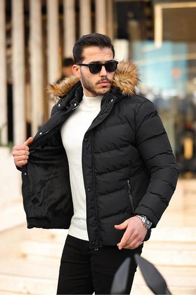 Mero Life Мъжко водоустойчиво и ветроустойчиво черно яке и палто с качулка