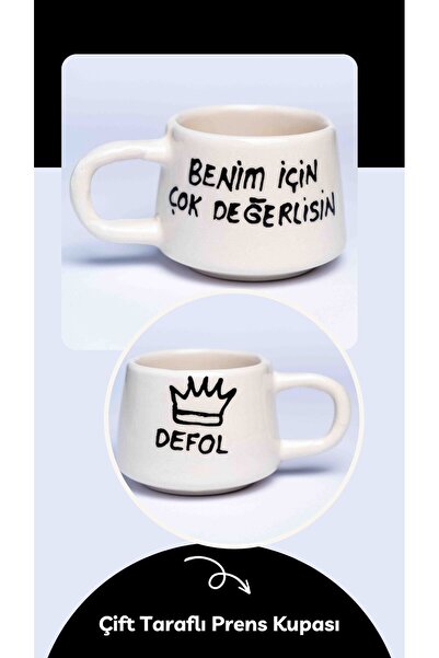 touchmughm El Yapımı Seramik Prens Kahve Fincanı, Seramik Yazılı Mug, Kupa, B...