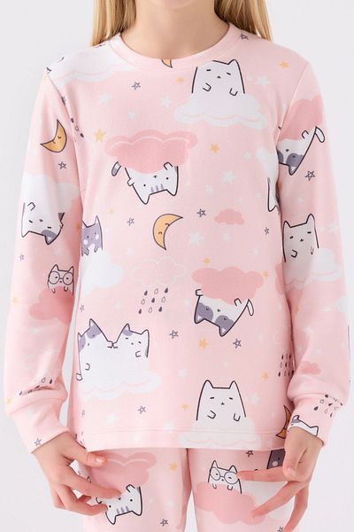 ROLY POLY Cat Pattern Female Child Pajamas Suit
