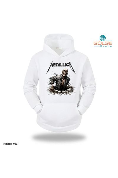 Gölge Store Metallica Chest Printed Oversize Unisex Hooded Sweatshirt