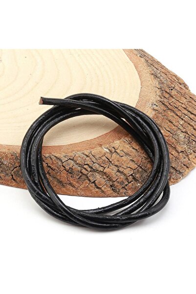 srtfootcare Deri İp Sırım Yuvarlak 3 mm (SİYAH) 1mt (Leathercraft, Deri Hobi)