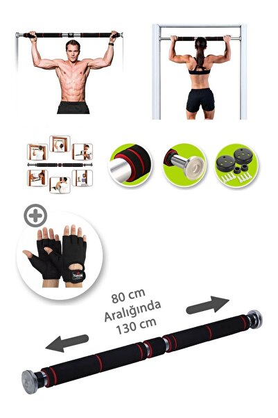 MultiFlexPro Tam Süngerli Lüks Kapı Barfiksi - 60-100 cm Barfiks - Kapı Koridor Barı Kapı Barı