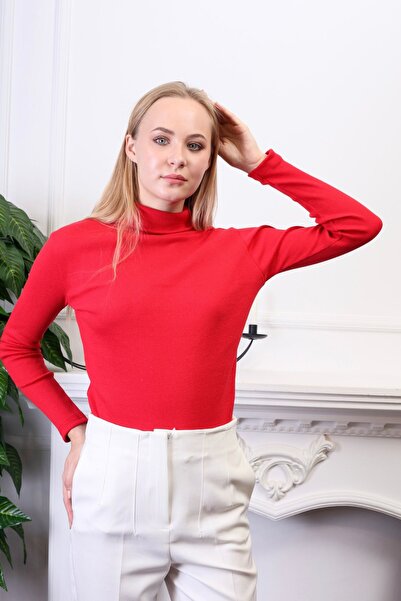 CATSPY Red Turtleneck Knitwear Sweater