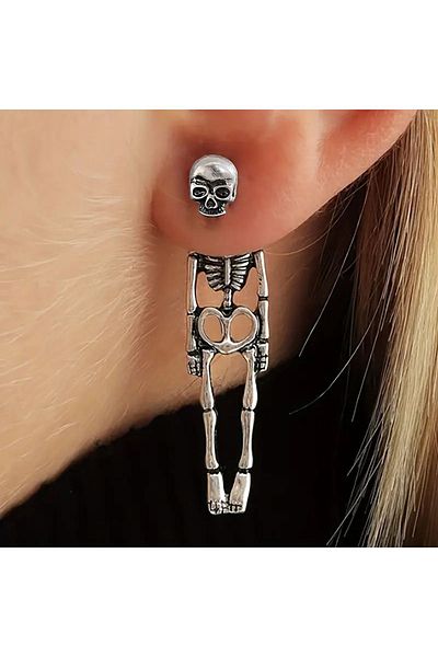 LRS STORE Metal Skeleton Pattern Gothic Punk Earrings - for Halloween