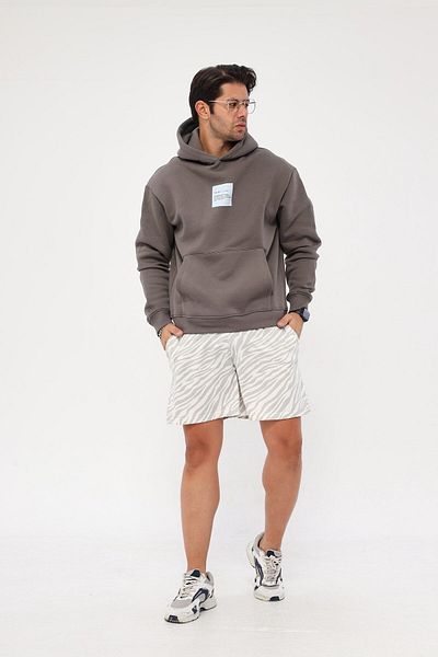 The Champ Clothing Φούτερ με κουκούλα Fleece Syzygy Text Printed Smoked Oversize Hoodie φούτερ