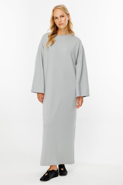 Hooopstore Γκρι βαμβακερό μακρύ ρόμπα oversize