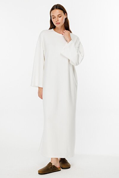 Hooopstore Μακρύ βαμβακερό υπερμεγέθη φόρεμα σε λευκό χρώμα