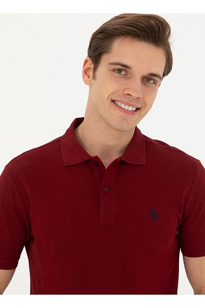 U.S. Polo Assn. Η.Π.Α. Polo Assn. Claret Red Slim Fit ανδρικό μπλουζάκι πόλο - GTP04IY024 DMLS