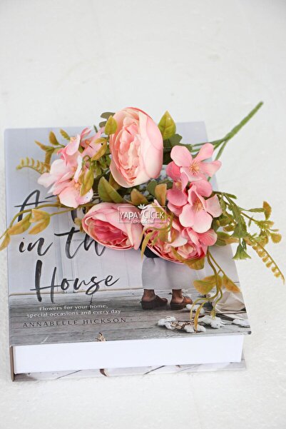 Yapay Çiçek Deposu Yapay Mini Garnitürlü Şakayık-Ortanca Demeti Pembe