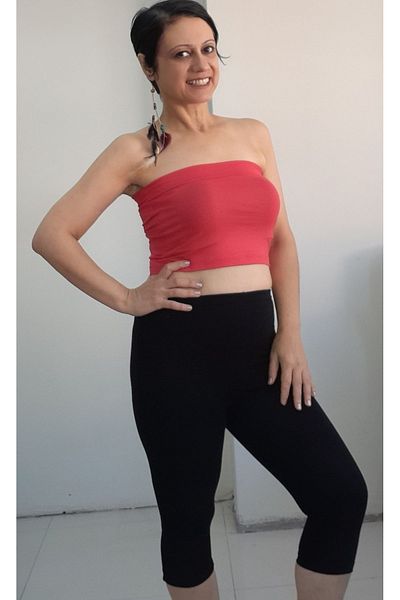 Mertcan Butik Red Combed Cotton Viscose Crop Strapless Badi Athlete T-Shirt