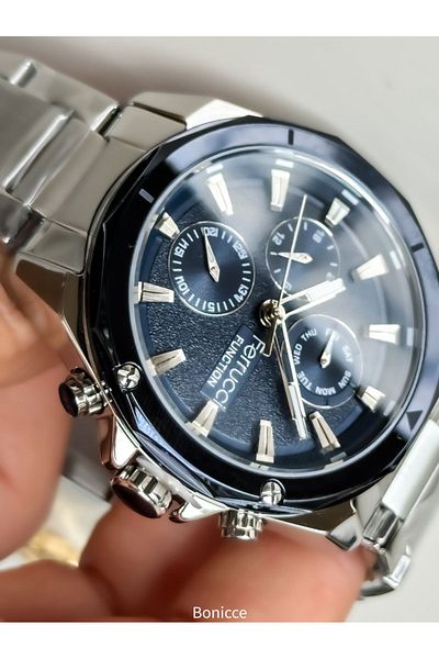 Ferrucci Brand Steel Cord Silver Color Functions Active Men's Wrist Watch + Rosary Bracelet