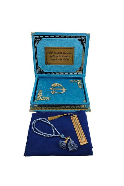 GÜLSEMALİ Gift Quran Head Scarf Rosary Bundle Dowry Set with Storage Box