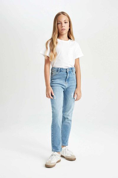 DeFacto Girl's Jean Pants - Skinny Fit, Ripped Detail, Pocket, Skinny Leg C9483A824Au