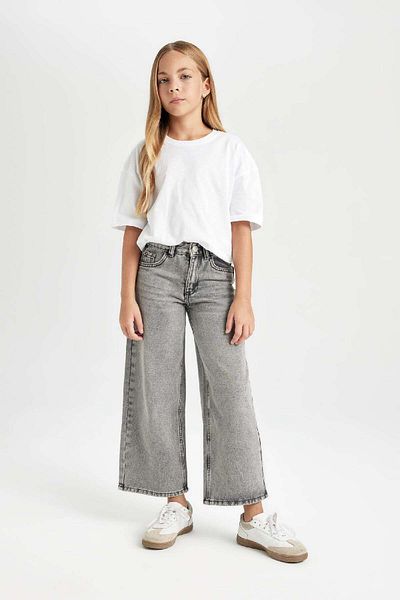 DeFacto Pantaloni pentru fete cu picior lat cu buzunare late C8534a824au