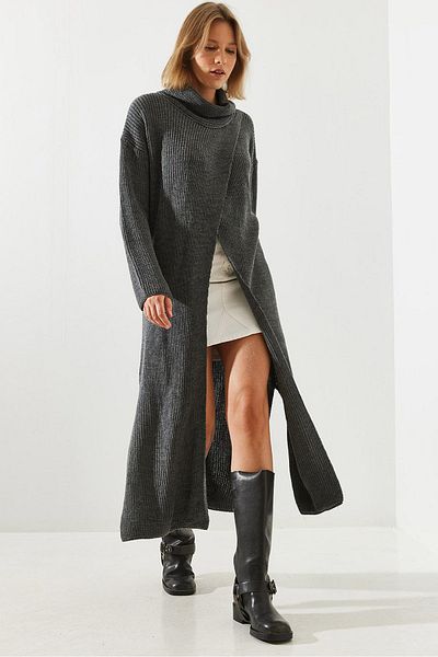 Bianco Lucci Lässiges, langes Poncho-Kleid mit Schlitz für Damen 60651007