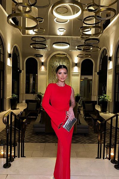 Eyyo Red Jack One Sleeve Long Dress ATE-0933