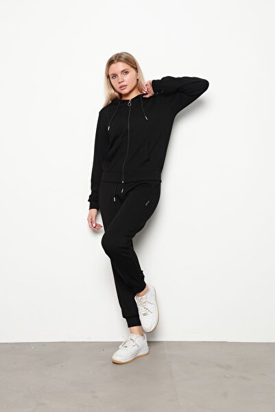 İKLİM LİFE Black Modal Hooded Zipper Suit Set