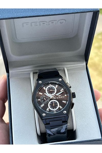 FERRO 30 Mt Waterproof Men's Wristwatch - Steel Cord, Functions with Calendar, Efm40132-Bg