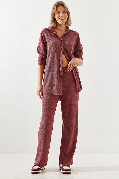 Bianco Lucci Women's Burümcük Fabric Bottom Top Set 60251812