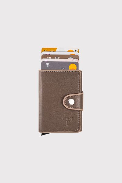 Garbalia Πορτοφόλι Bern Natural Beige από γνήσιο δέρμα με μηχανισμό θήκης για κάρτες