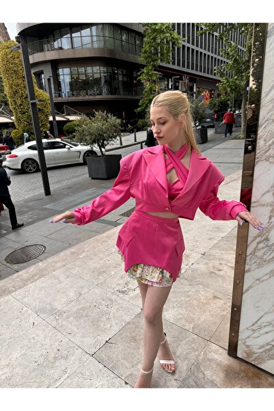 Rheme And Fons Özel Tasarım Couture El Işçiliği Düğme Detay Pembe Kadın Blaze...