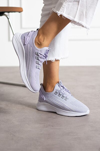 eformoda by emre yılmaz Lila Buz Unisex Yıkanabilir Rahat Hava Alabilen Kokusuz Triko Spor Ayakkabı Sneaker 015
