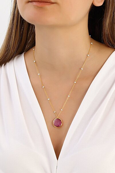 MySilvers Ametist  Sıvama Gümüş Kolye