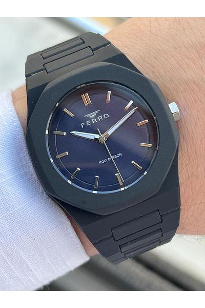 FERRO 50 Mt Water Resistant Men's Wristwatch - Polycarbon Case and Cord Ef11400-P11