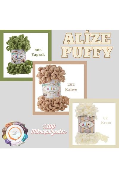 Alize Big Bowknot Puffy Hand Knitting Yarn - 100 Gr. 9 Mt. Finger and Blanket Rope