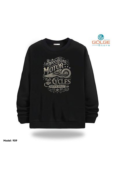 Gölge Store Motorcycles Chest Printed Slimfit Crew Neck 2 Thread Unisex Sweatshirt