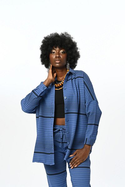 Orfeo Negro Cămașă oversize cu model dungi orizontale