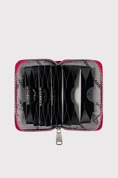 Garbalia Θήκη κάρτας Clovis Fuchsia Accordion - Γνήσιο δέρμα, με φερμουάρ και κλειδαριά