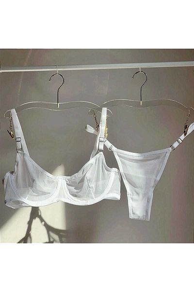 Snowdrop Underwire Transparent Tulle Bra Set