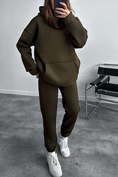 OKULCUBABA Νέα Σεζόν Χρήσιμο - Γυναικείο Σετ Φόρμας Oversize από Βαμβάκι με 3...