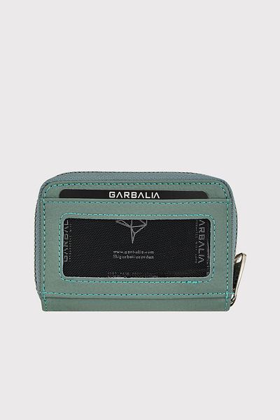 Garbalia Θήκη κάρτας Clovis Mint Green Accordion - Γνήσιο δέρμα, Κλειδωμένο με φερμουάρ