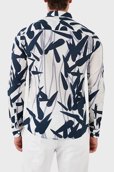 Armani Jeans Мъжка памучна риза с шарки - A6C52 Bktc