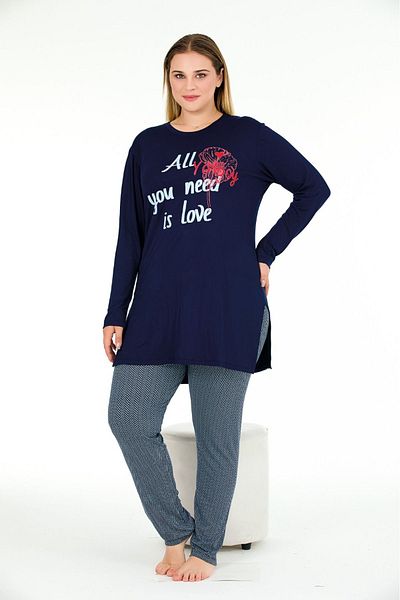 Lady Lingerie Battal Size Long Sleeve Cotton Women's Set