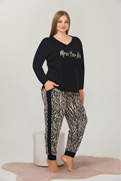 Lady Lingerie Set supradimensionat cu mânecă lungă cu decolteu în V cu imprim...