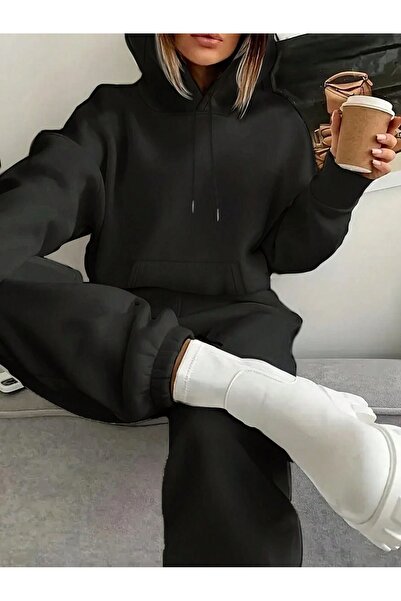 Richarlison طقم بدلة رياضية بغطاء رأس أسود - 100% قطن، للاستخدام اليومي، 3 خيوط