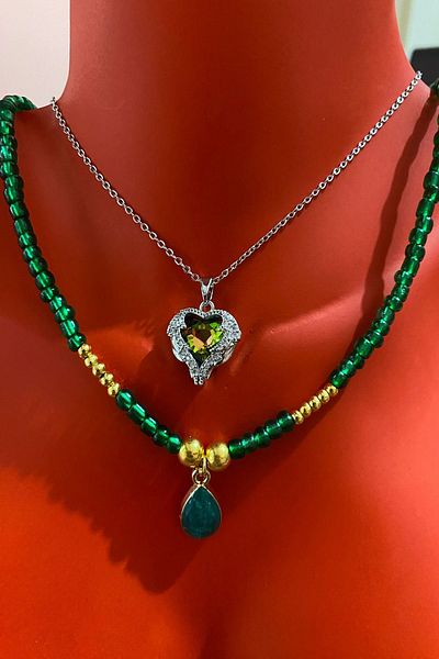 Bourgogne2021 Steel Women's Necklace Set - Heart Pattern Heart Detailed 2 Pieces Necklaces