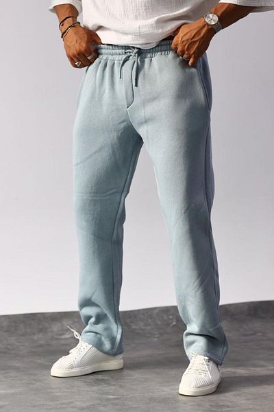 MADZEYMODA Φαρδύ ανδρικό αθλητικό παντελόνι - 3 κλωστές μπλε ανυψωμένο