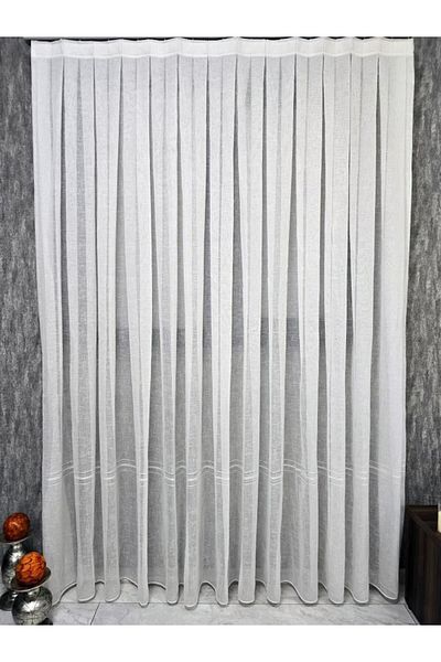 BBB Ecru Maria Linen Tulle Curtain - 1 and 3 with Pleated Tapes, Et3017